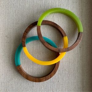 Resin and wood bangle bracelets